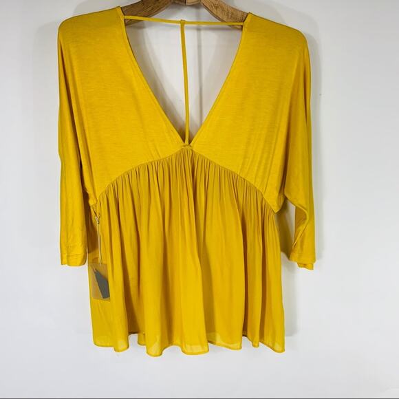 Gold Forever 21 Flowy Babydoll Shirt Sz Small - Picture 6 of 10